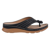 Women's Amari Black Flower Thong Flat Comfort Sandals